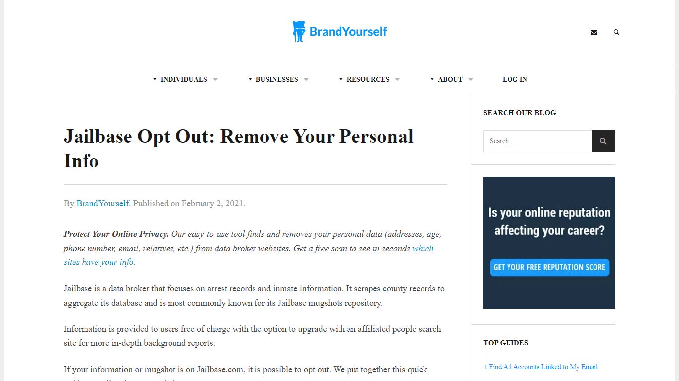 Jailbase Opt Out: Remove Your Personal Info (2021 Guide) - BrandYourself